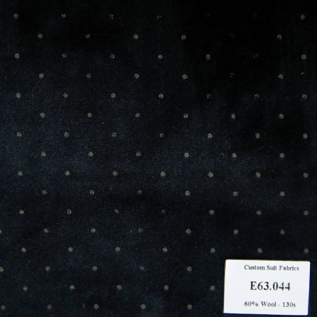 [ Hết hàng ] E63.044 Kevinlli V5 - Vải Suit 60% Wool - Đen Trơn chấm bi